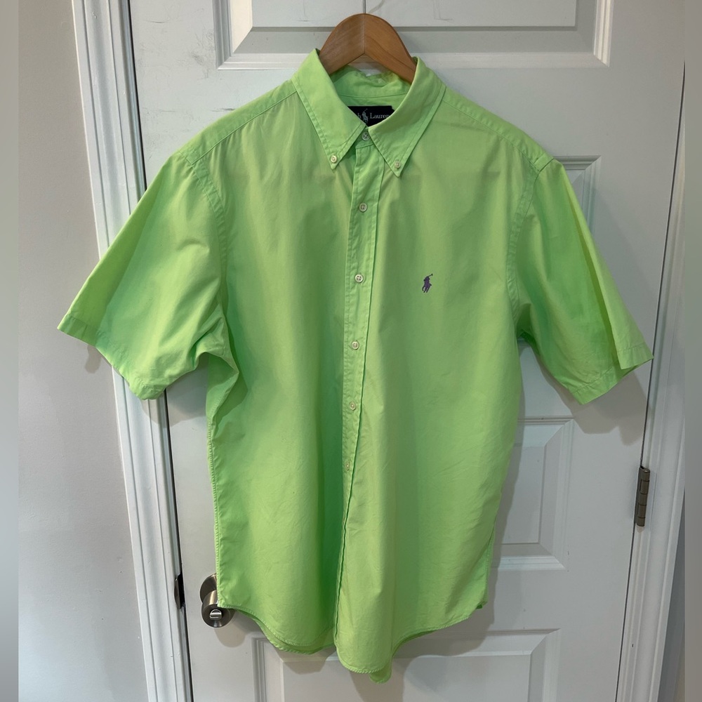 Polo Ralph Lauren "Blake" Shirt Mens Large L Short Sleeve Button Down Lime Green